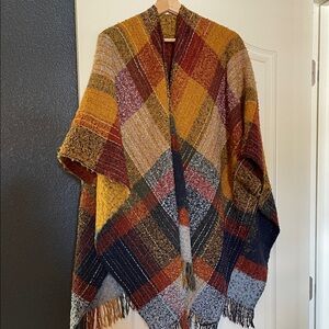 Multicolor Plaid Women's Poncho